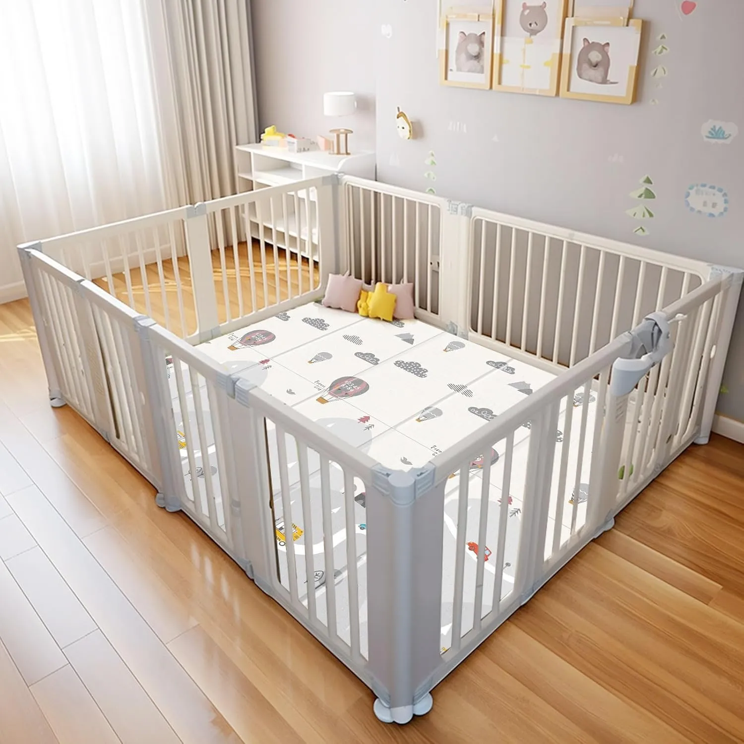 UANLAUO Baby Play Mat - Foam Thick PlayMat for Babies Play Pen Mat 71x59, Baby Crawling Mat, 2 in 1 Fabric and XPE Surface Anti-Slip, Floor PlayMats for Toddlers with Travel Bag for Indoor Outdoor