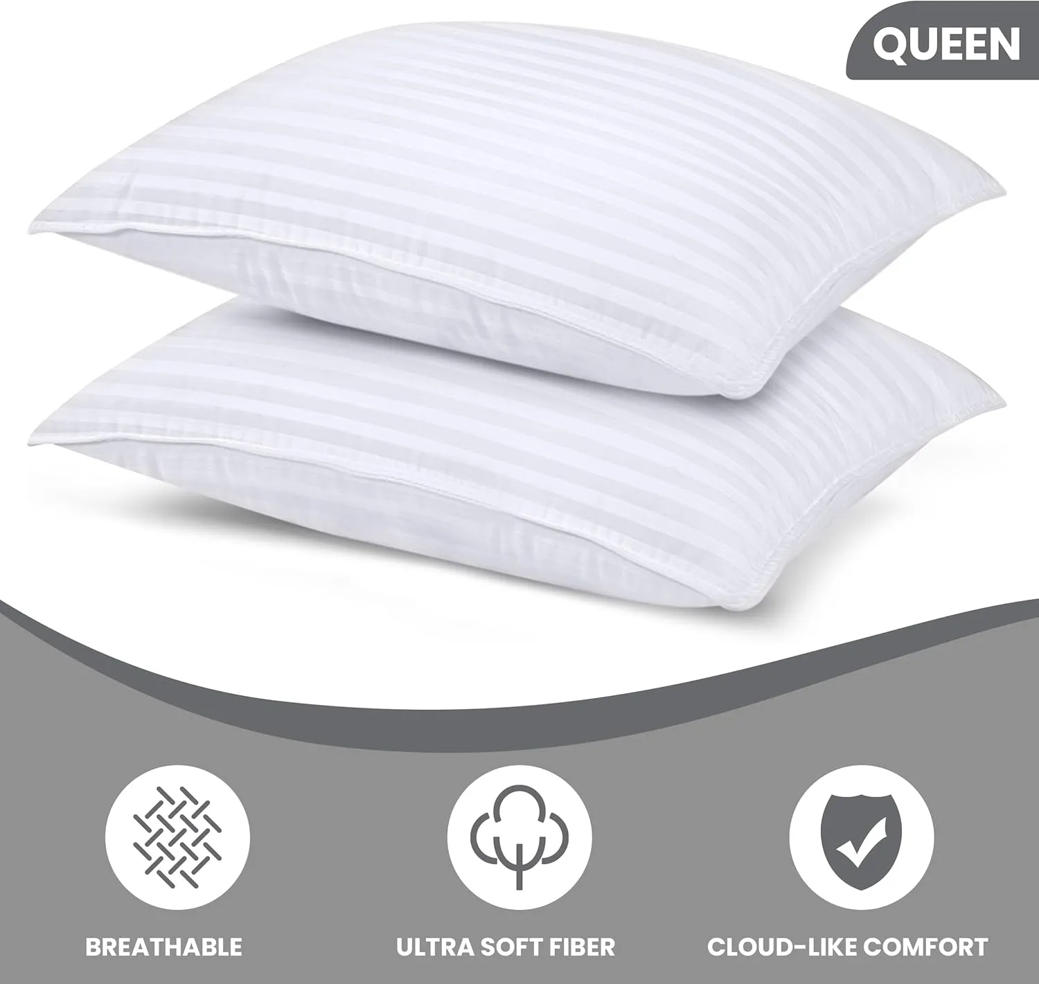 Utopia Bedding Bed Pillows for Sleeping Queen Size (White), Set of 2, Cooling Hotel Quality, for Back, Stomach or Side Sleepers
