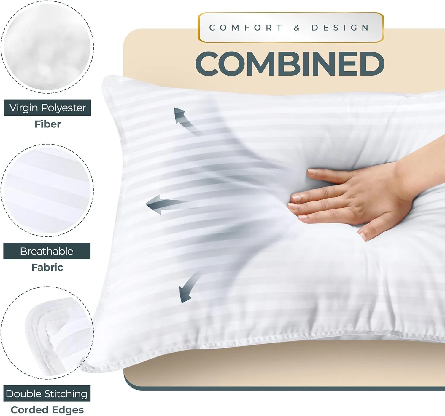 Utopia Bedding Bed Pillows for Sleeping Standard Size (White), Set of 2, Cooling Hotel Quality, for Back, Stomach or Side Sleepers