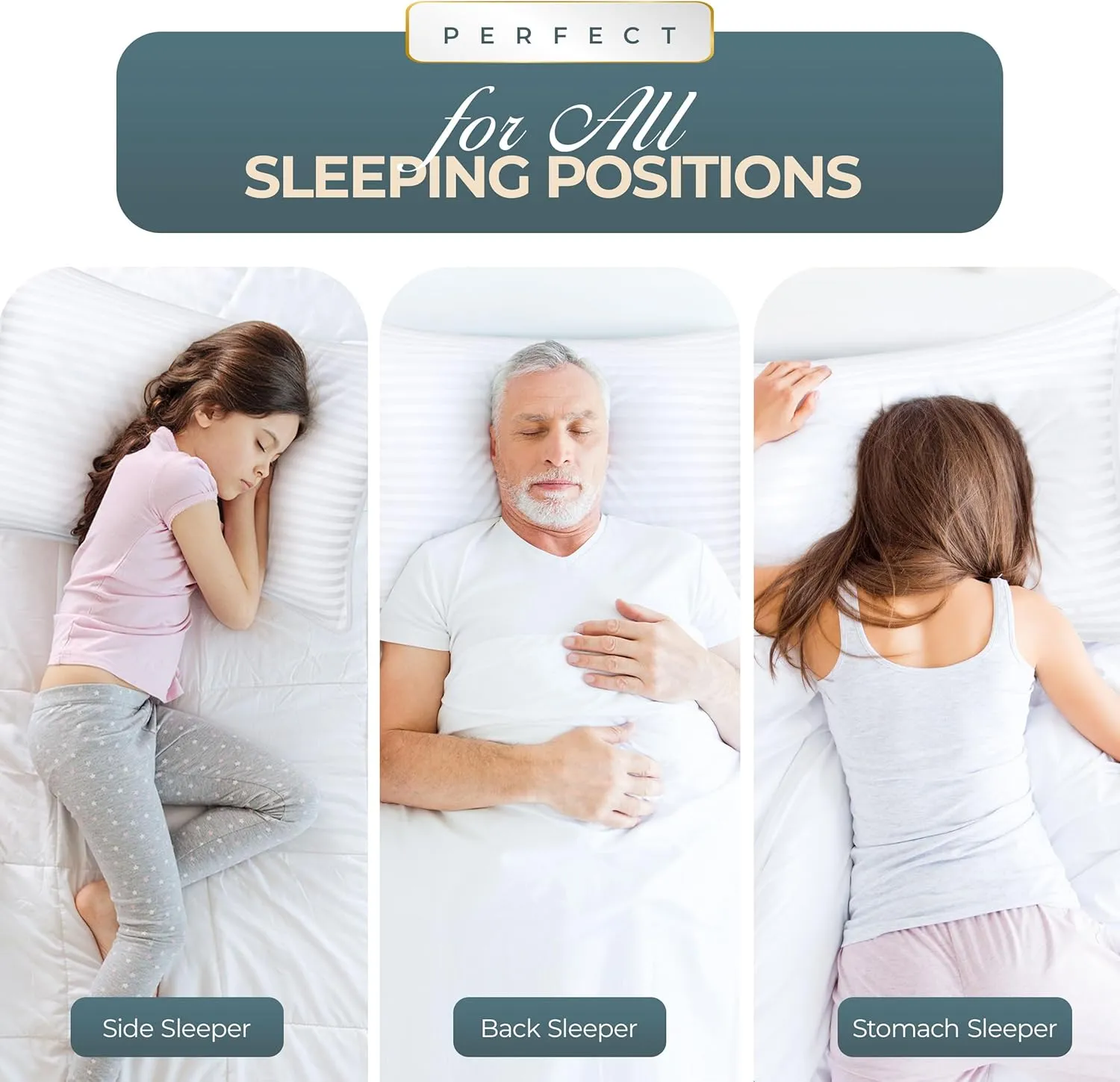 Utopia Bedding Bed Pillows for Sleeping Standard Size (White), Set of 2, Cooling Hotel Quality, for Back, Stomach or Side Sleepers
