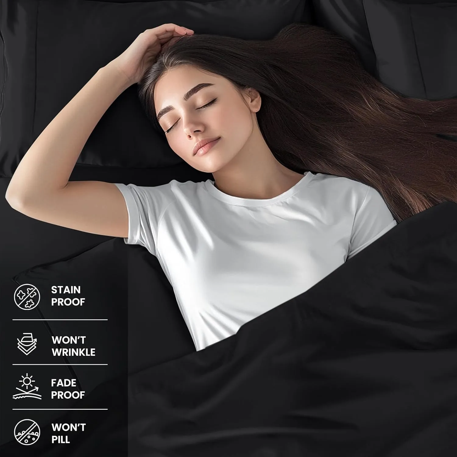 Utopia Bedding Queen Sheet Set – 4 Piece Bed Sheets for Queen Size Bed, Soft and Breathable Microfiber, Includes 1 Fitted Sheet, 1 Flat Sheet and 2 Pillowcases (Black)