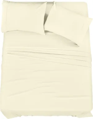 Utopia Bedding Queen Sheet Set – 4 Piece Bed Sheets for Queen Size Bed, Soft and Breathable Microfiber, Includes 1 Fitted Sheet, 1 Flat Sheet and 2 Pillowcases (Ivory)