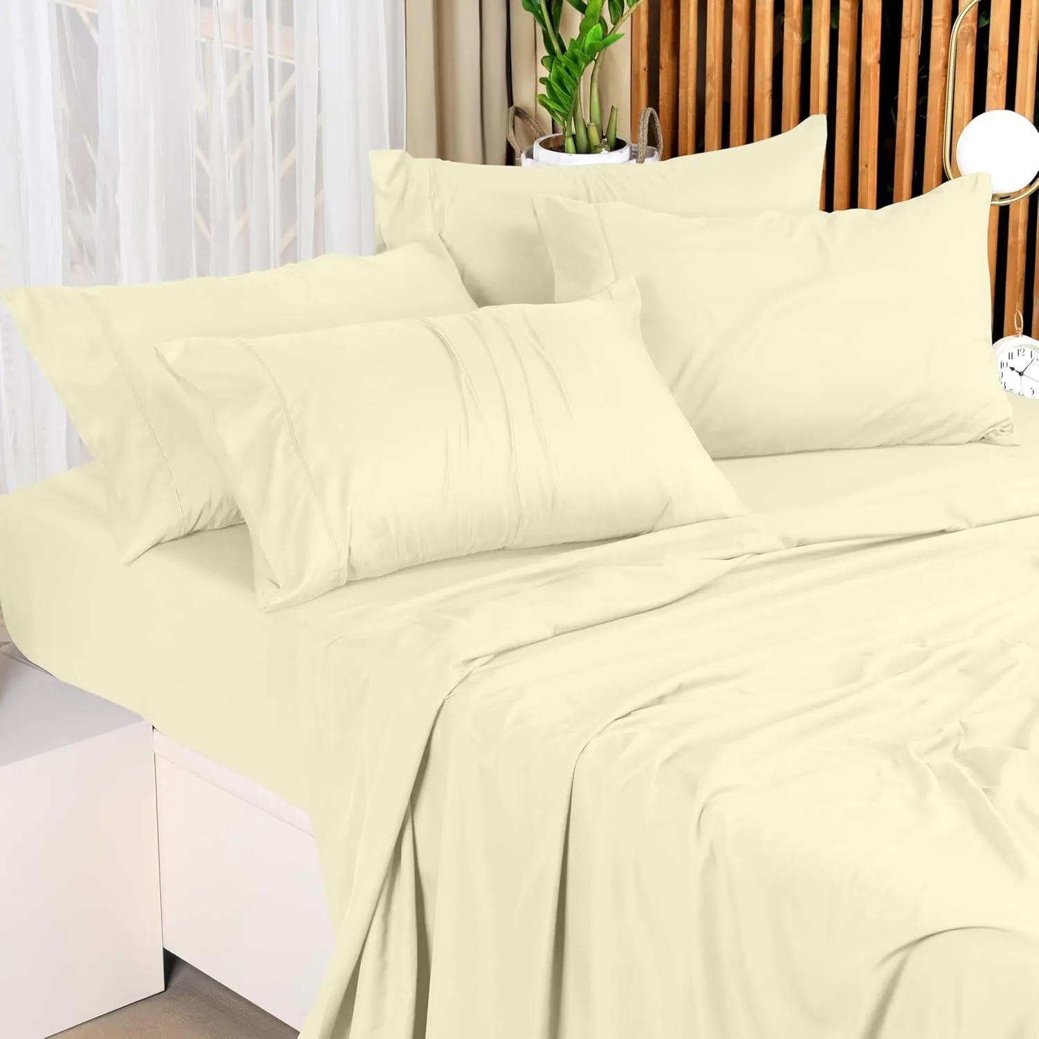 Utopia Bedding Queen Sheet Set – 4 Piece Bed Sheets for Queen Size Bed, Soft and Breathable Microfiber, Includes 1 Fitted Sheet, 1 Flat Sheet and 2 Pillowcases (Ivory)