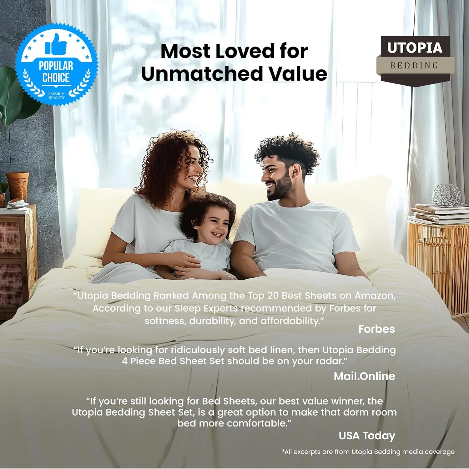 Utopia Bedding Queen Sheet Set – 4 Piece Bed Sheets for Queen Size Bed, Soft and Breathable Microfiber, Includes 1 Fitted Sheet, 1 Flat Sheet and 2 Pillowcases (Ivory)