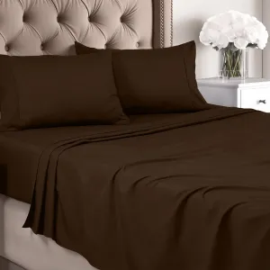 Utopia Bedding Queen Sheet Set - Brushed Microfiber - Soft Bed Sheets for Queen Size Bed Set - Includes 1 Fitted, 1 Flat, & 2 Pillow Cases - Deep Pocket (Brown)