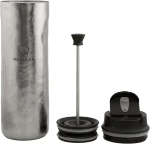 Valtcan Titanium Double Wall 16oz Water Bottle with Removable French Press Coffee Maker,480ml, Hot and Cold Lightweight Carry Weighs 257g