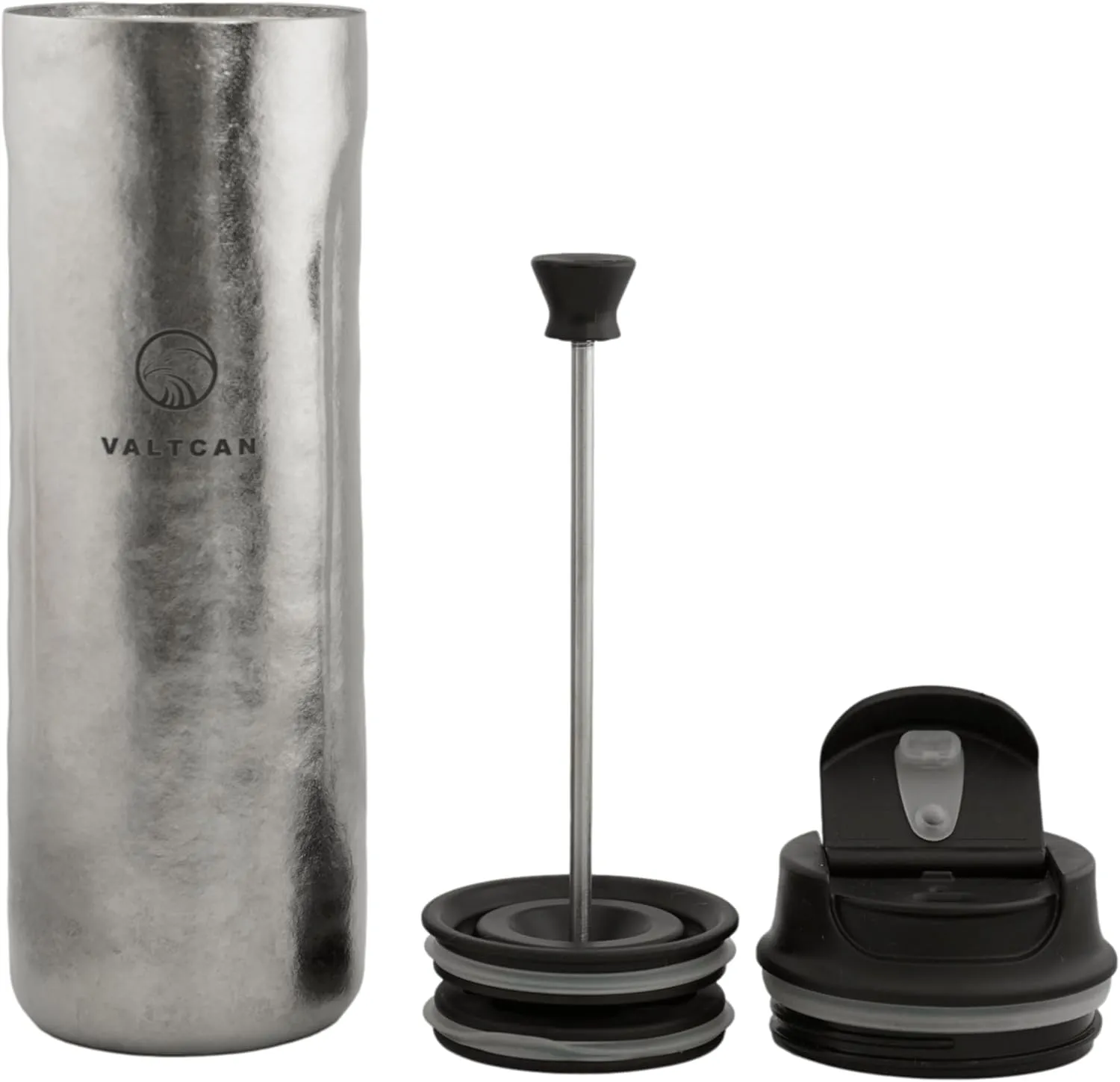 Valtcan Titanium Double Wall 16oz Water Bottle with Removable French Press Coffee Maker,480ml, Hot and Cold Lightweight Carry Weighs 257g