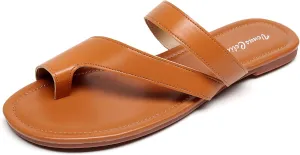 VenusCelia Women's Toe-Ring Wide Slide Sandal