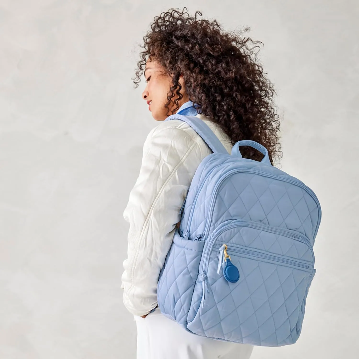Vera Bradley Performance Twill Large Bancroft Backpack, Soft Chambray