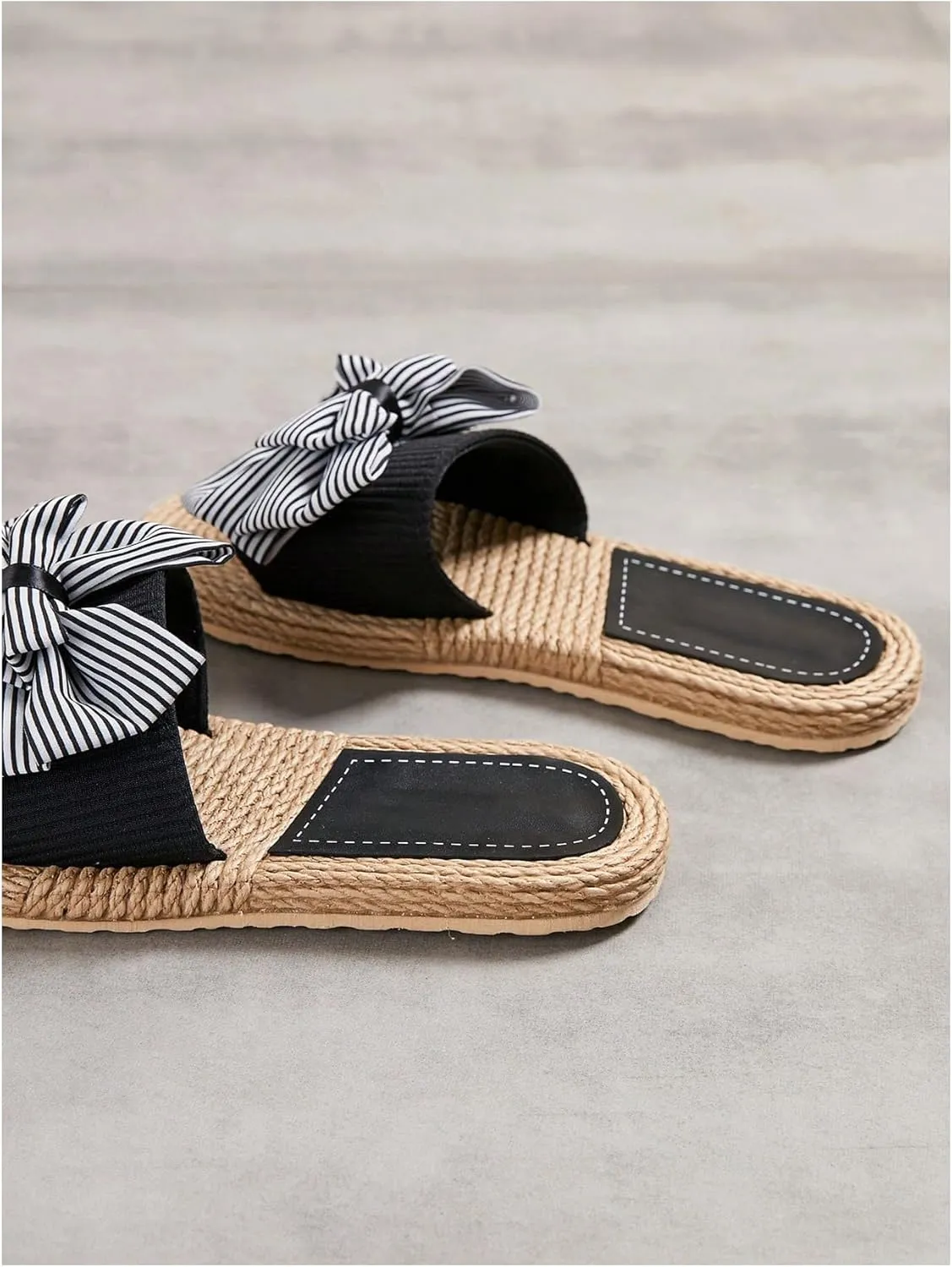 Verdusa Women's Bow Summr Flat Sandals Open Toe Sandals Slip On Slides