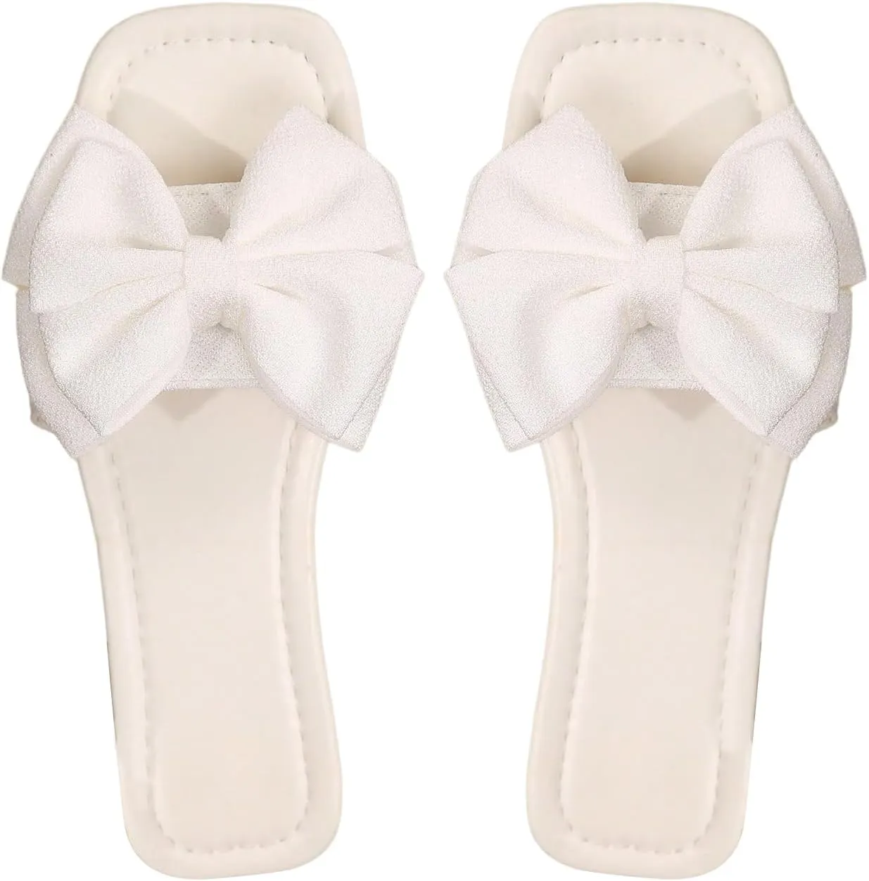 Verdusa Women's Bowknot Flat Sandals Summer Open Toe Slide Slip On Sandals