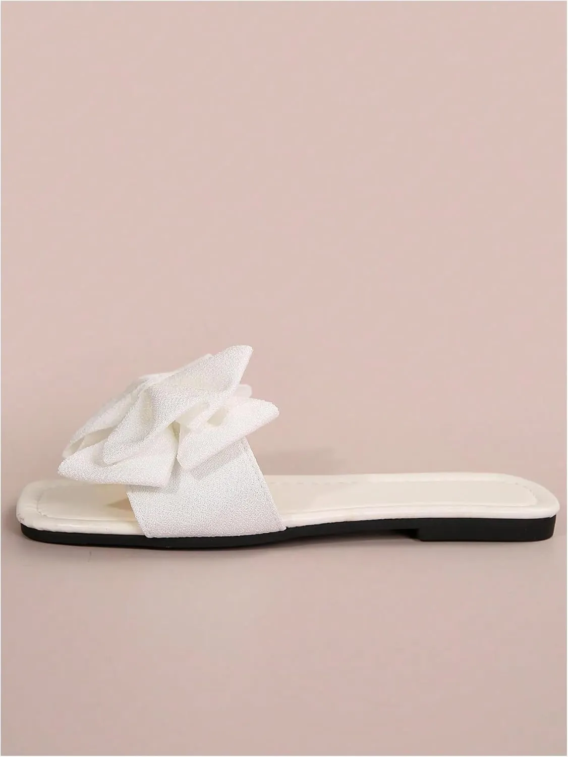 Verdusa Women's Bowknot Flat Sandals Summer Open Toe Slide Slip On Sandals