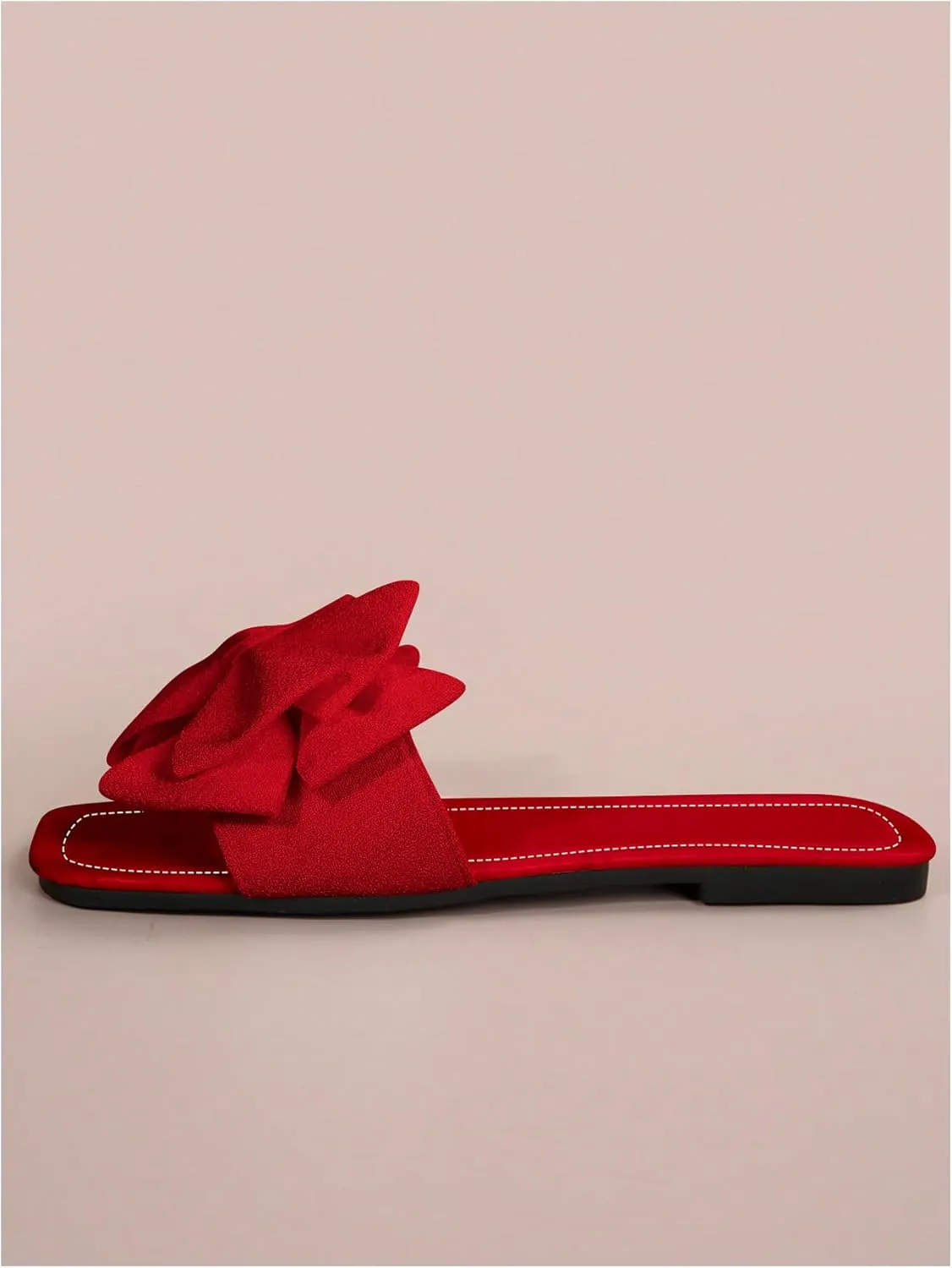 Verdusa Women's Bowknot Flat Sandals Summer Open Toe Slide Slip On Sandals