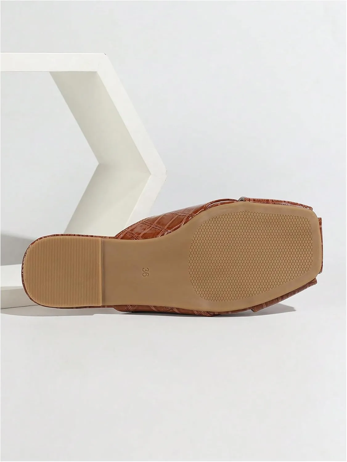 Verdusa Women's Crisscross Square Toe Flat Mules Slip On Slide Mules Backless Loafers