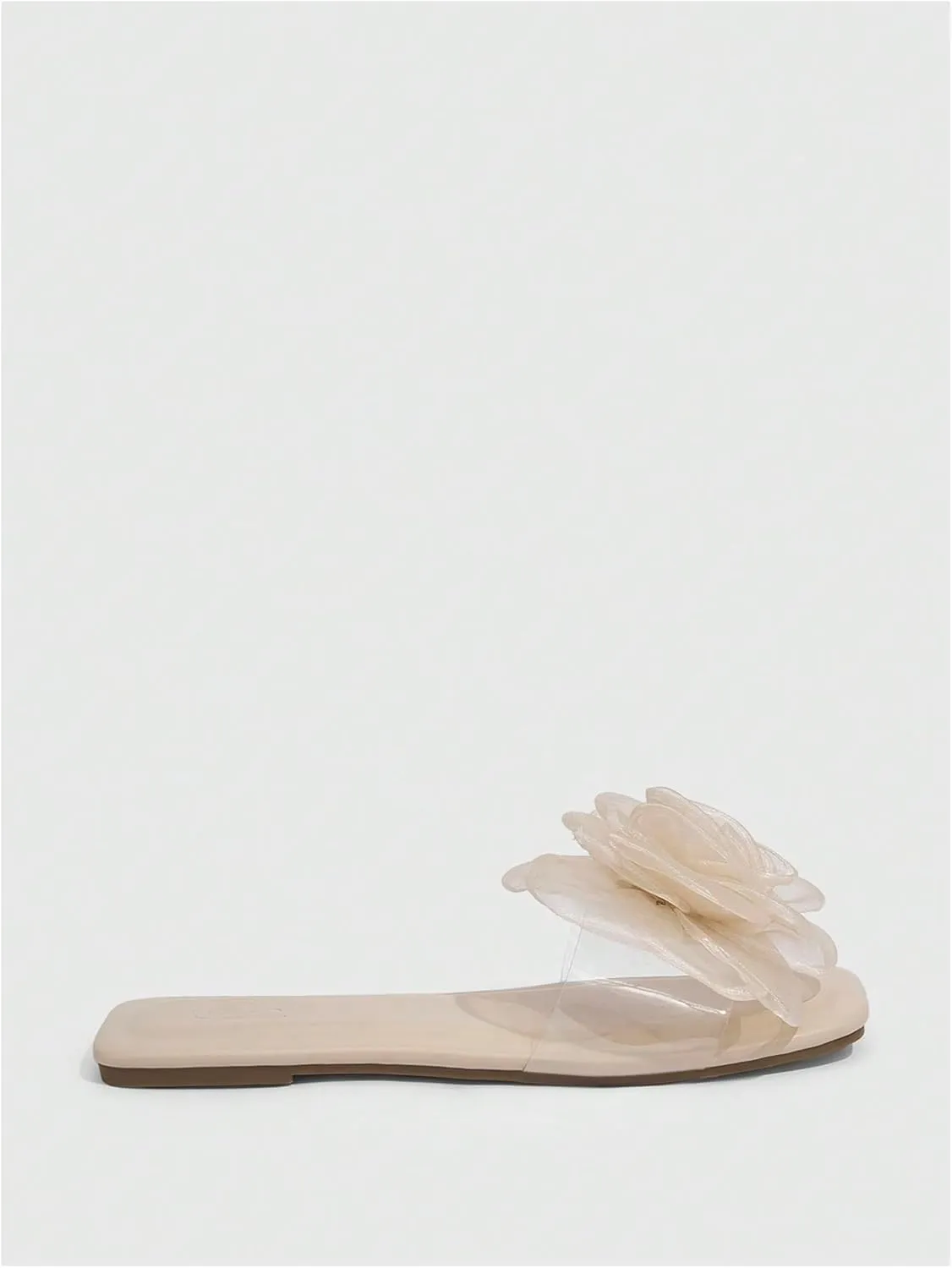 Verdusa Women's Flower Clear Flat Sandals Summer Open Toe Sandals Slip On Slides