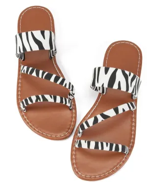Verdusa Women's Leopard Print Strappy Summer Flat Sandals Slip On Slides