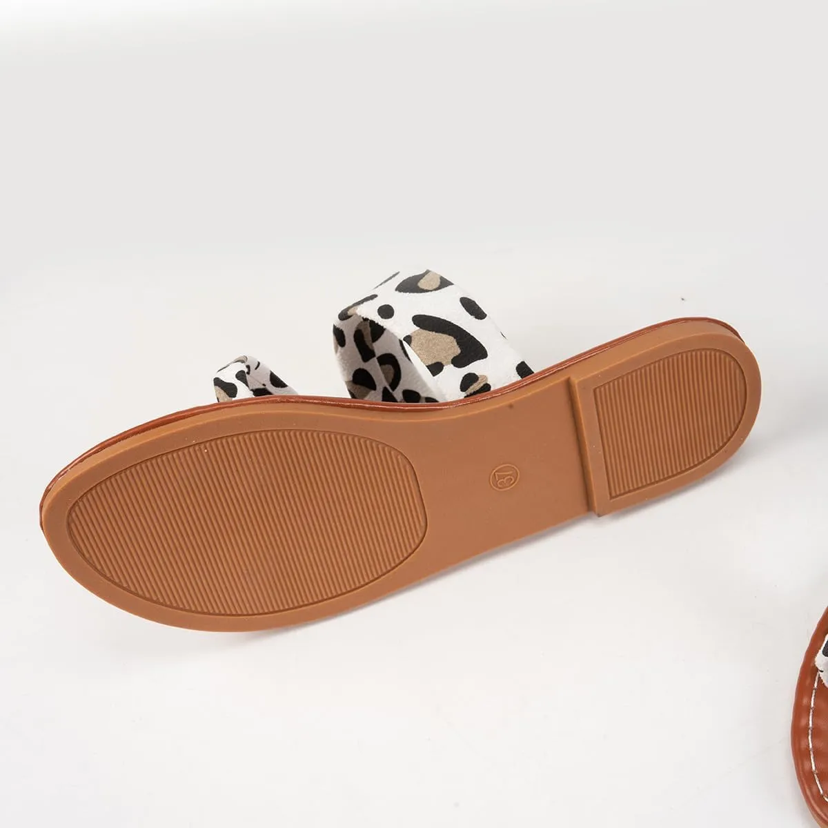 Verdusa Women's Leopard Print Strappy Summer Flat Sandals Slip On Slides