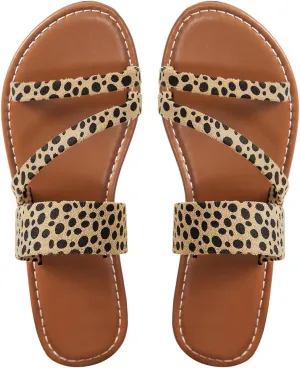 Verdusa Women's Leopard Print Strappy Summer Flat Sandals Slip On Slides