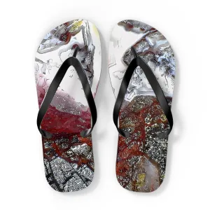 Vibrant Unisex Beachwear Flip Flops With Tie-dye Like Laguna lace agate Patterns