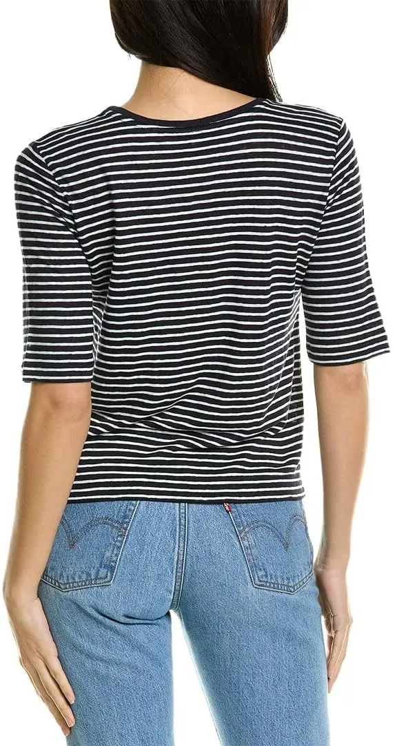 Vince Women's Striped Linen Elbow SLV Crew
