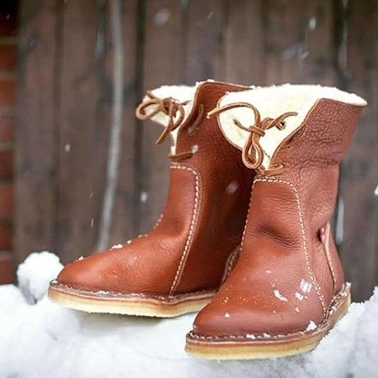 Vintage Buttery-Soft Waterproof Wool Lining Boots,Vintage Buttery-Soft Wool Lining Boots PU Leather