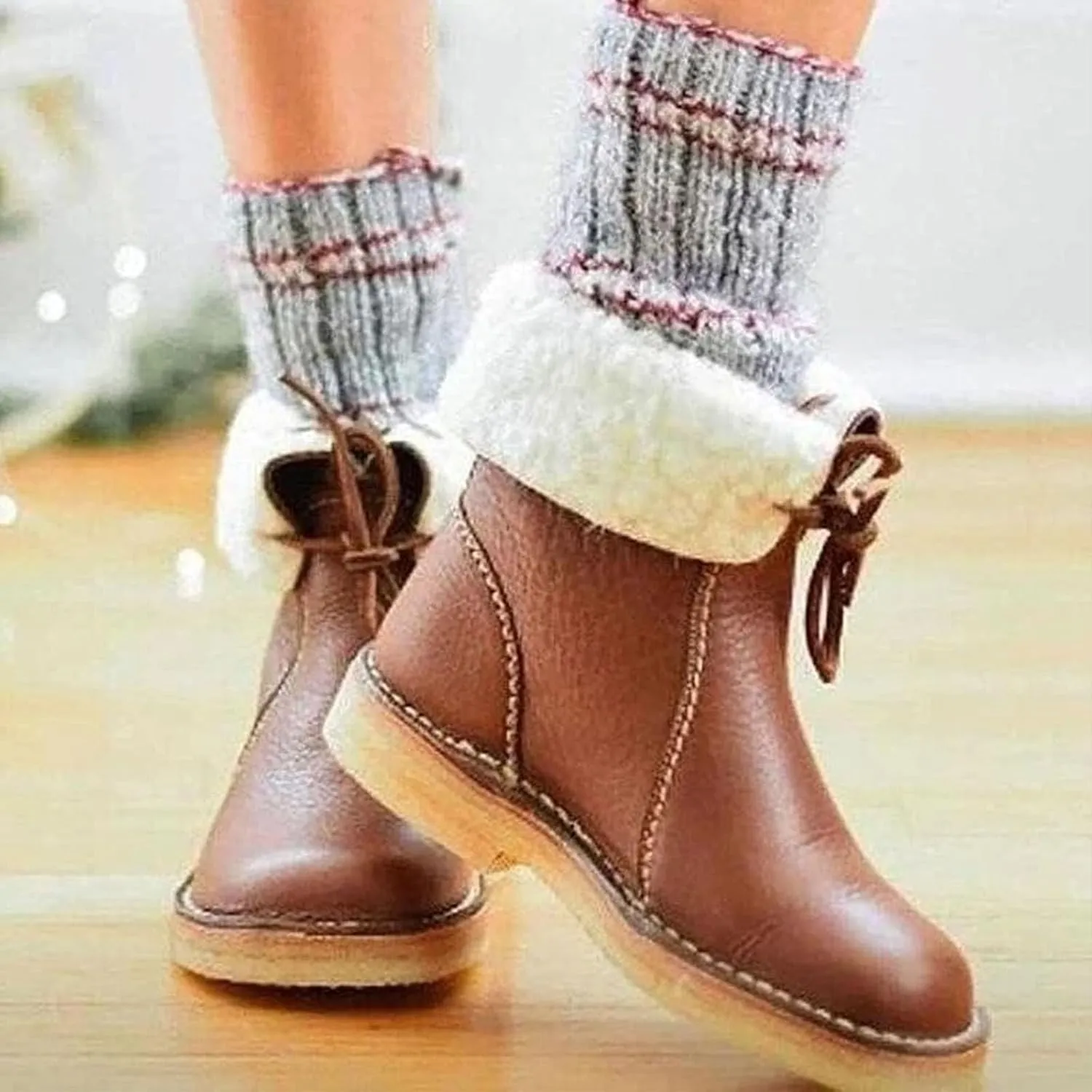 Vintage Buttery-Soft Waterproof Wool Lining Boots,Vintage Buttery-Soft Wool Lining Boots PU Leather