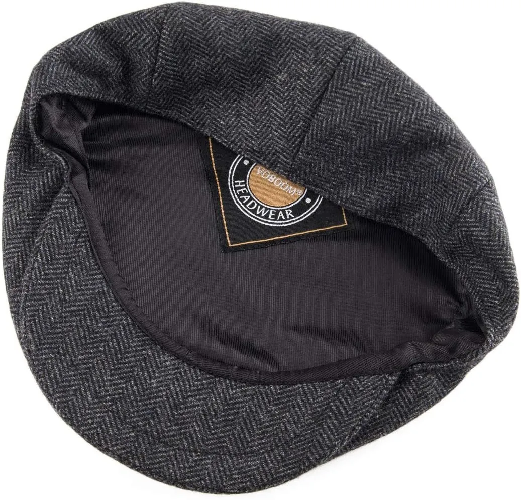 VOBOOM Men's Herringbone Flat Ivy Newsboy Hat Wool Blend Gatsby Cabbie Cap