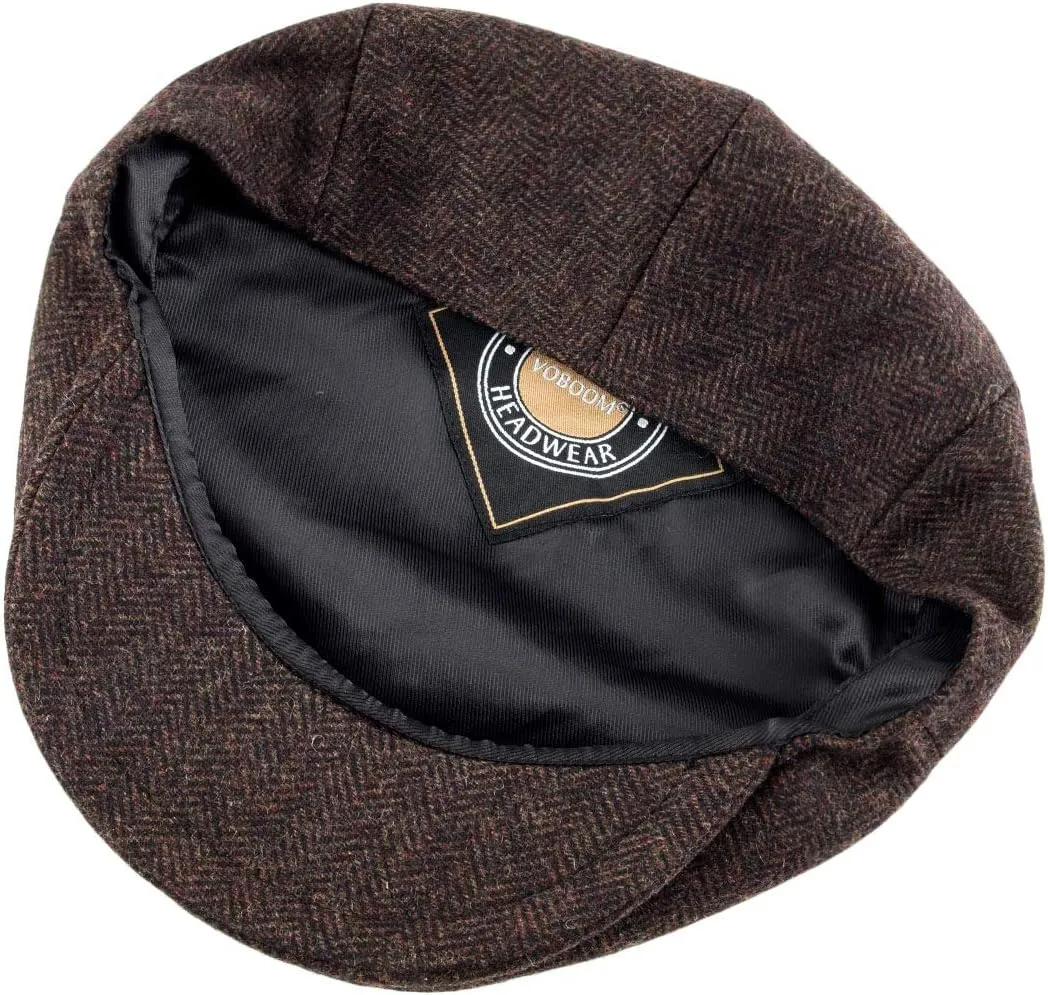VOBOOM Men's Herringbone Flat Ivy Newsboy Hat Wool Blend Gatsby Cabbie Cap