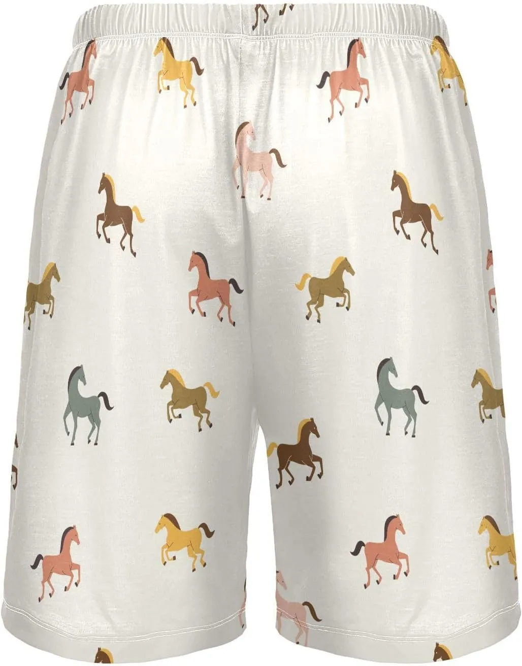 vvfelixl Men's Pajama Shorts Horses Flat Sleep Shorts for Men Pajama Bottom Pants with Drawstring & Pockets S