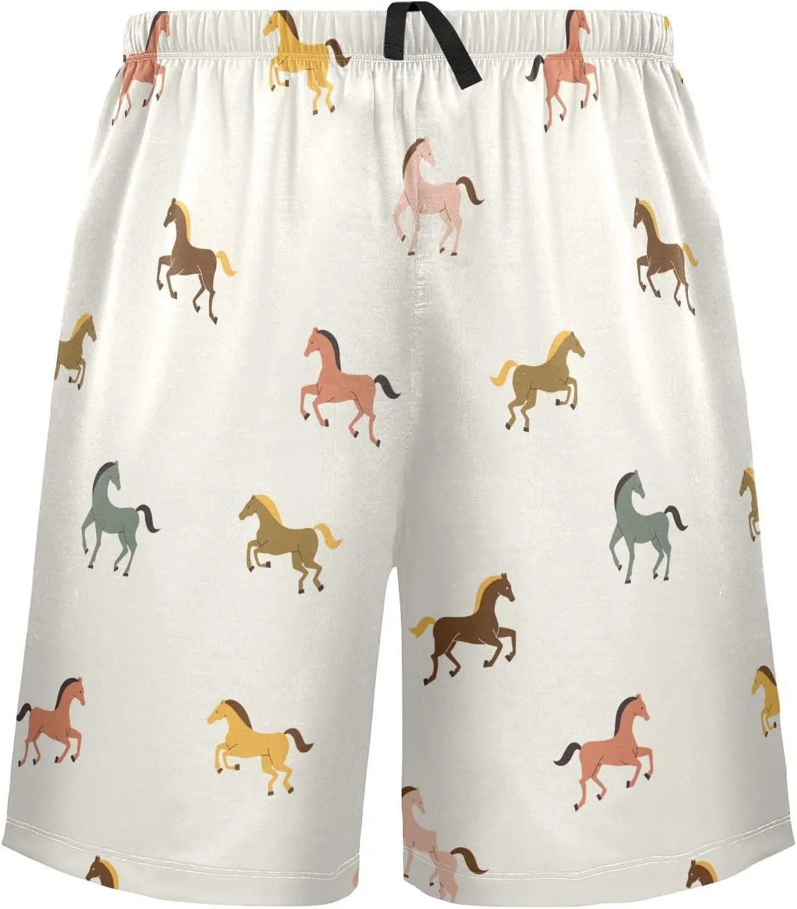 vvfelixl Men's Pajama Shorts Horses Flat Sleep Shorts for Men Pajama Bottom Pants with Drawstring & Pockets S