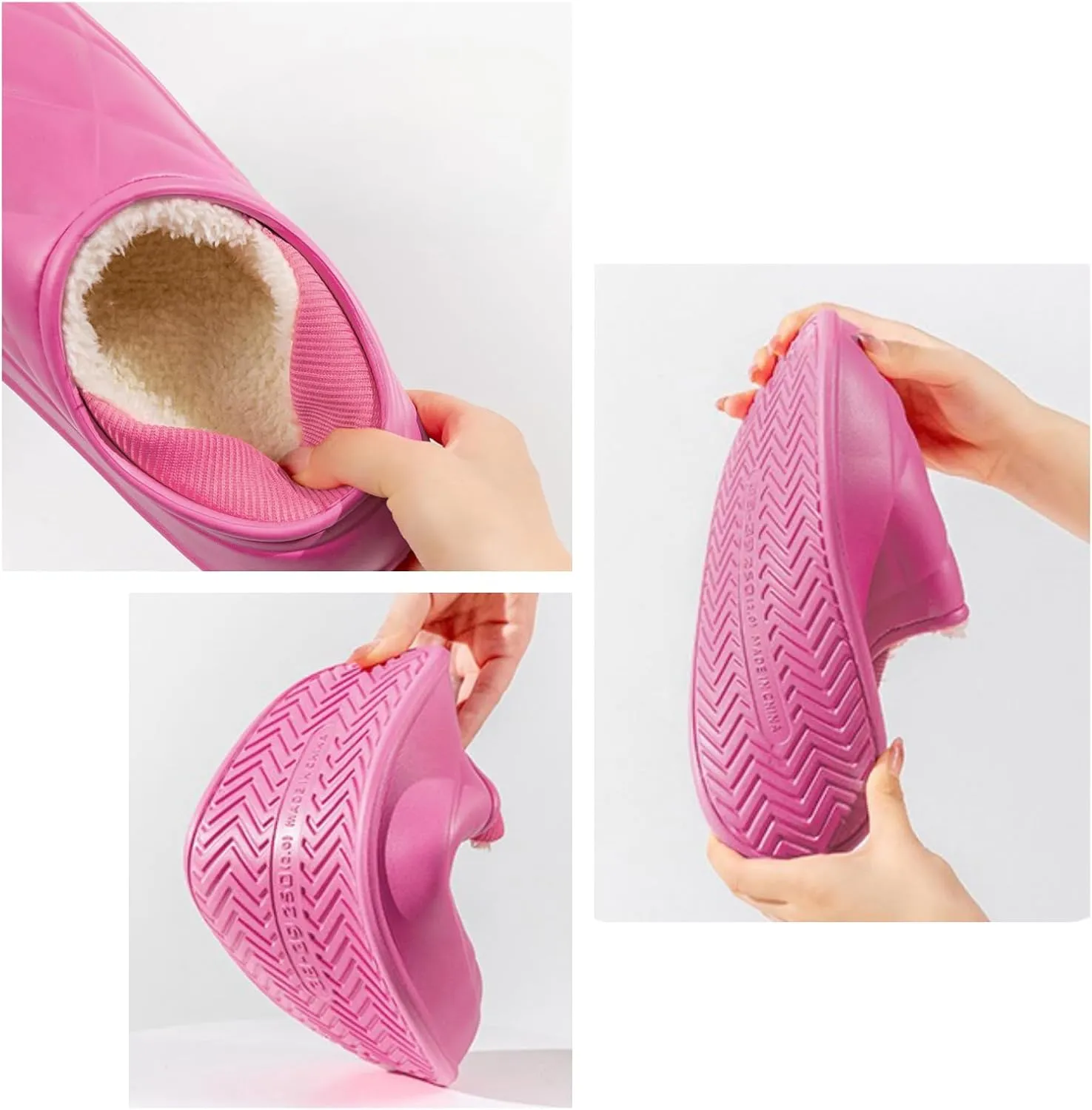 Waterproof Leather Warm Slippers - Non-Slip Indoor Outdoor Comfy Soft Slippers for Women Men