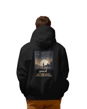 WE ARE JUST A SPECK -  UNISEX BLACK HEAVYWEIGHT ZIPPER HOODIE