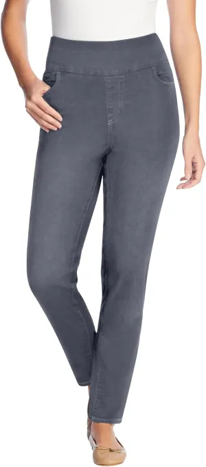Woman Within Plus Size Flex-Fit Pull-On Slim-Leg Denim Jean