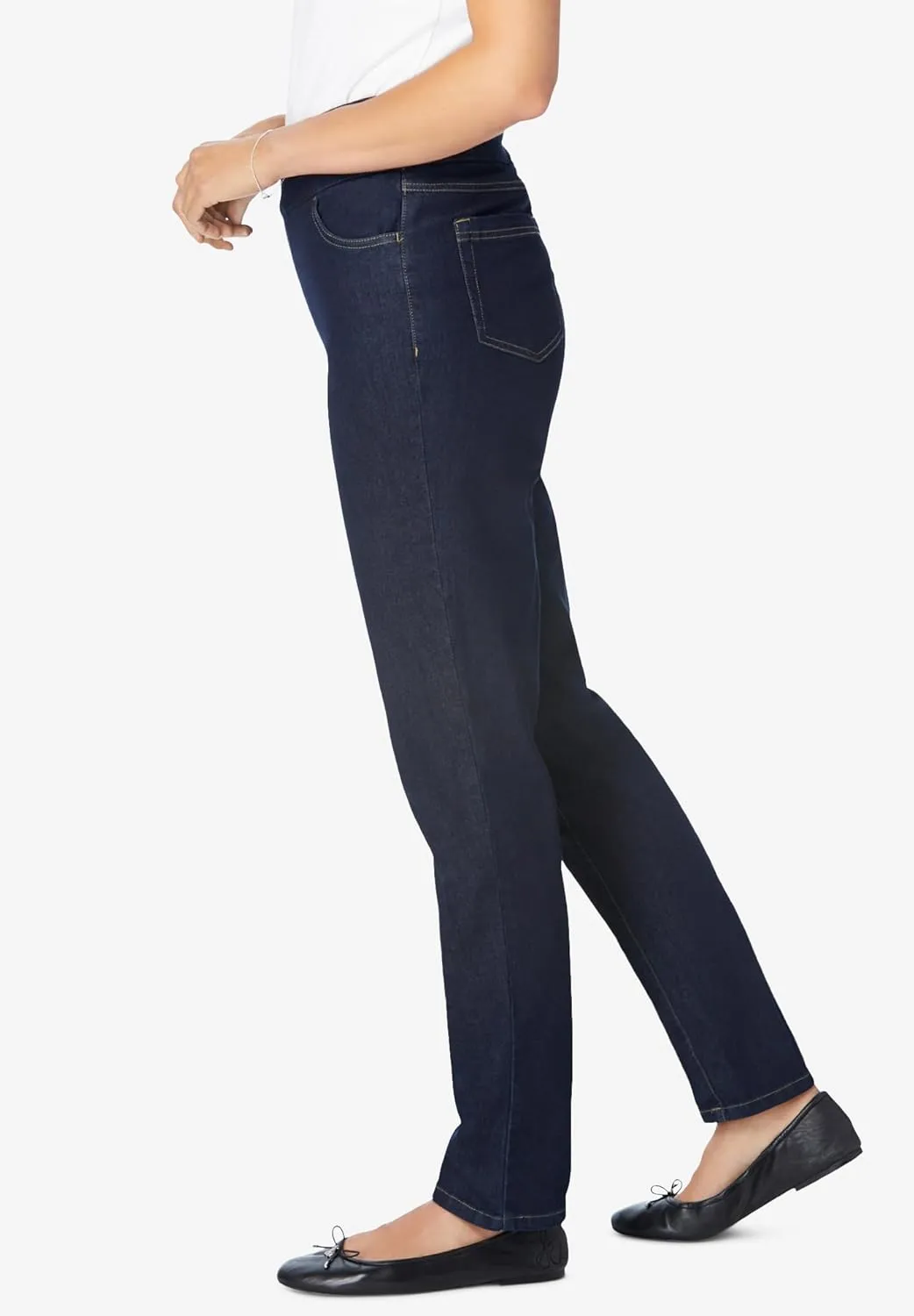 Woman Within Plus Size Flex-Fit Pull-On Slim-Leg Denim Jean