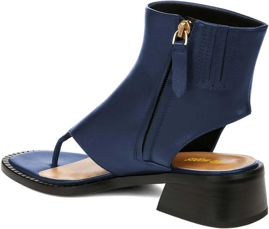 Women Ankle Sandals Boots Chunky Low Heels Flip Flop Open Toe Side Zippers Shoe Shopping Party Prom Size 4-16 US