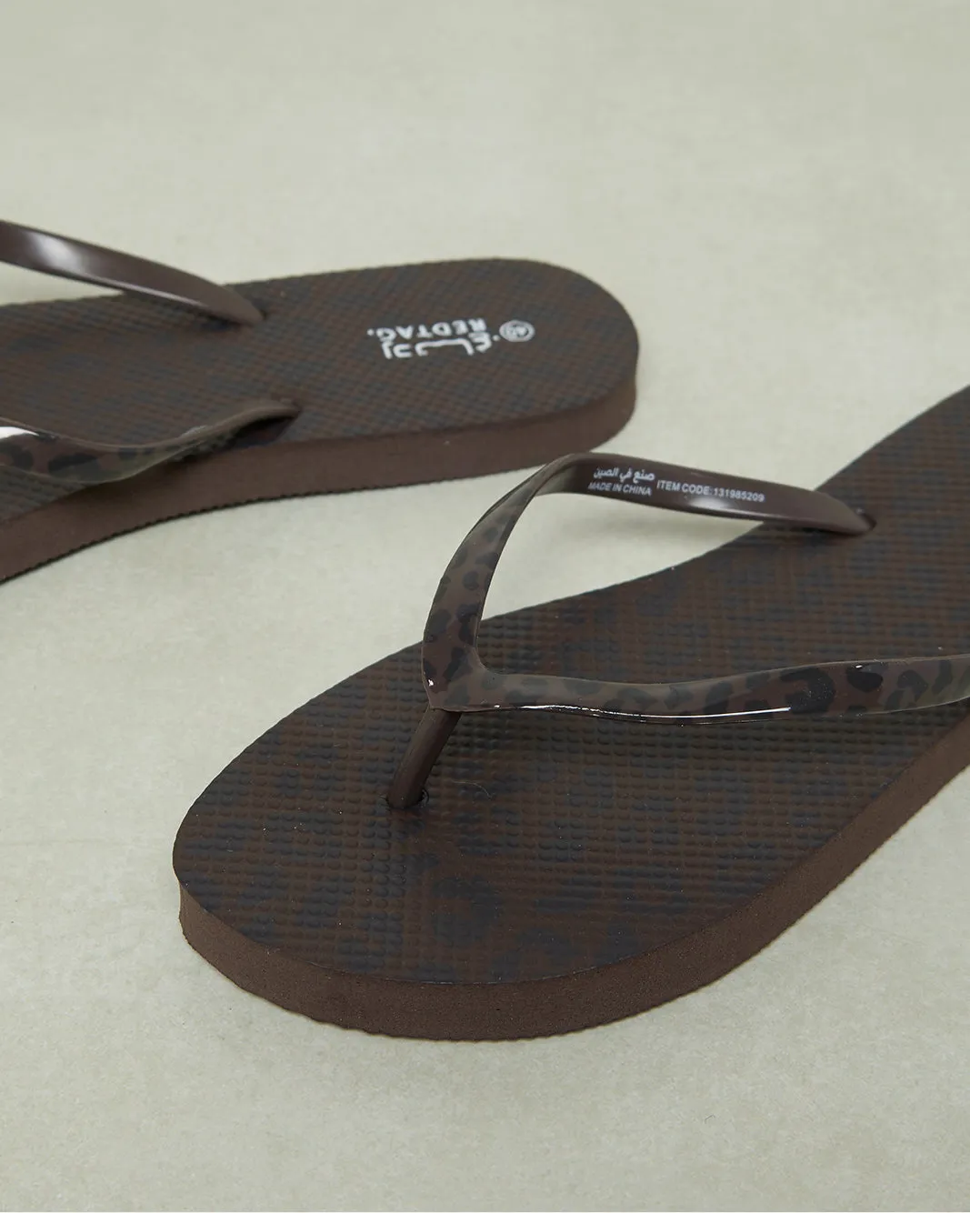 Women Black Leopard Print Flip Flop