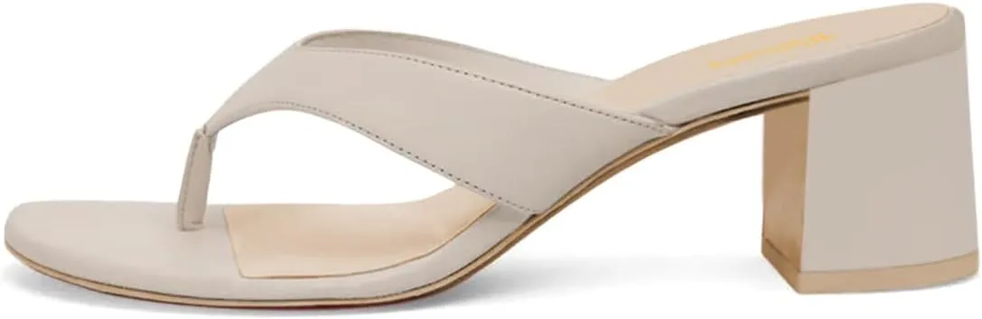 Women Block Low Heel Slip on Flip Flops Open Split Toe Lightweight Thong Sandals Comfort Summer Casual Mules Size 4-16 US