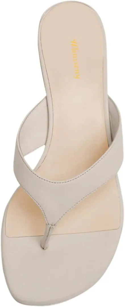 Women Block Low Heel Slip on Flip Flops Open Split Toe Lightweight Thong Sandals Comfort Summer Casual Mules Size 4-16 US