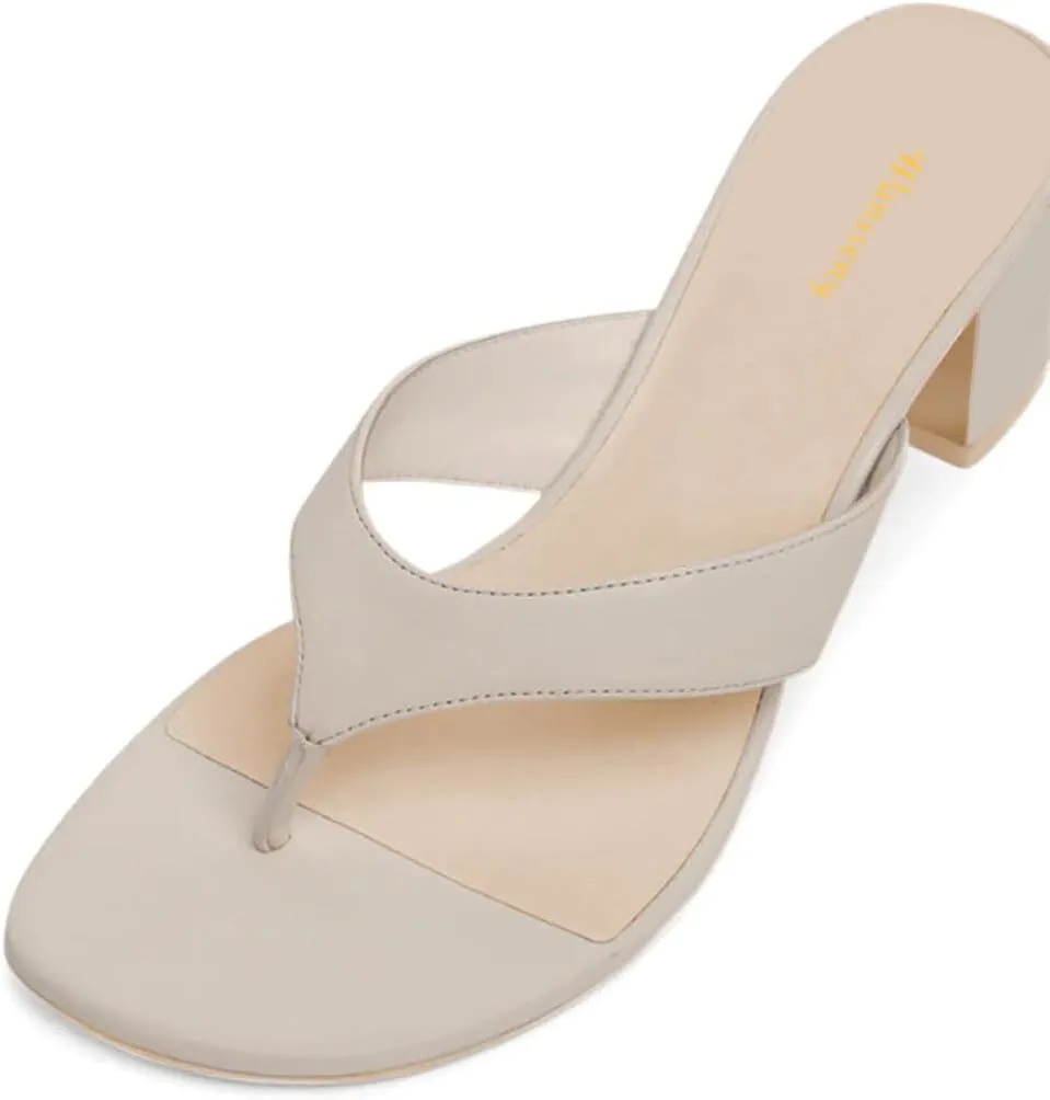 Women Block Low Heel Slip on Flip Flops Open Split Toe Lightweight Thong Sandals Comfort Summer Casual Mules Size 4-16 US