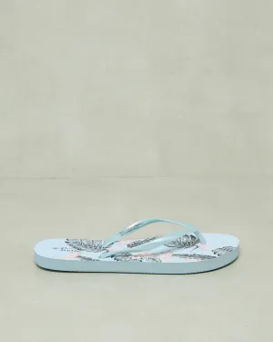 Women Blue Floral Flip Flop