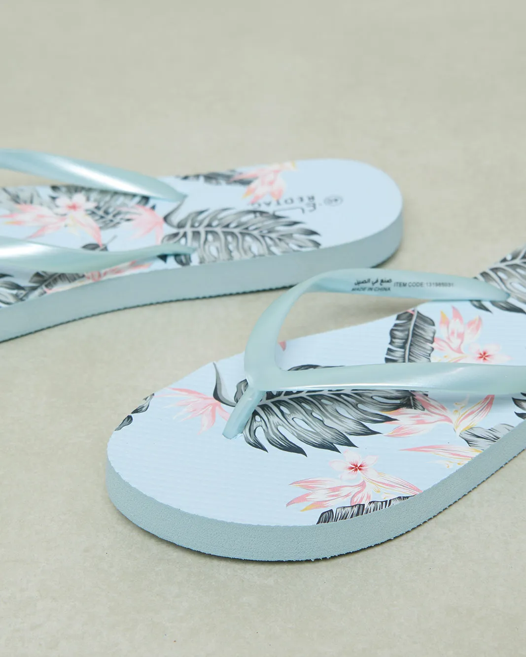 Women Blue Floral Flip Flop