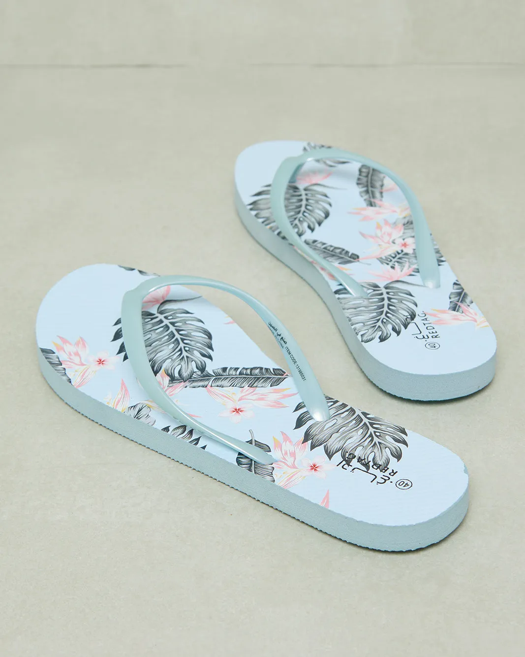 Women Blue Floral Flip Flop