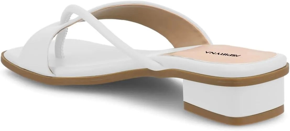 Women Fashion Open Square Toe Thong Sandals Slip on Low Block Heel Comfy Flip Flops Casual Daily Wear Indoor Outdoor Slippers Size 4-16 US