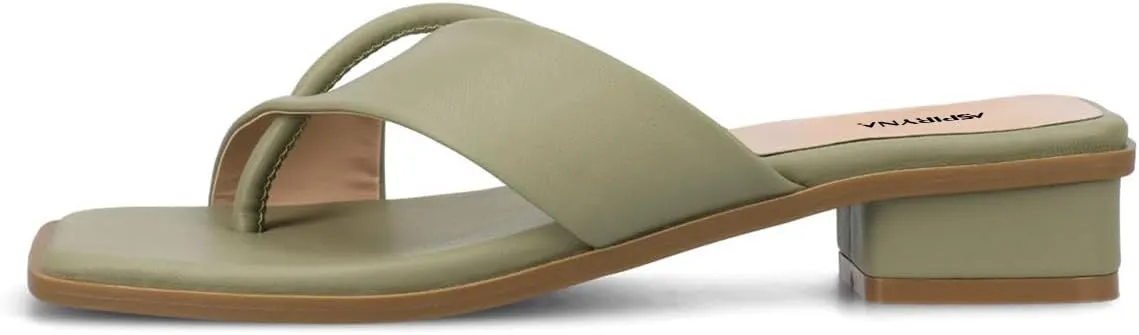 Women Fashion Open Square Toe Thong Sandals Slip on Low Block Heel Comfy Flip Flops Casual Daily Wear Indoor Outdoor Slippers Size 4-16 US