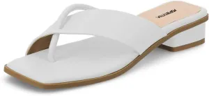 Women Fashion Open Square Toe Thong Sandals Slip on Low Block Heel Comfy Flip Flops Casual Daily Wear Indoor Outdoor Slippers Size 4-16 US