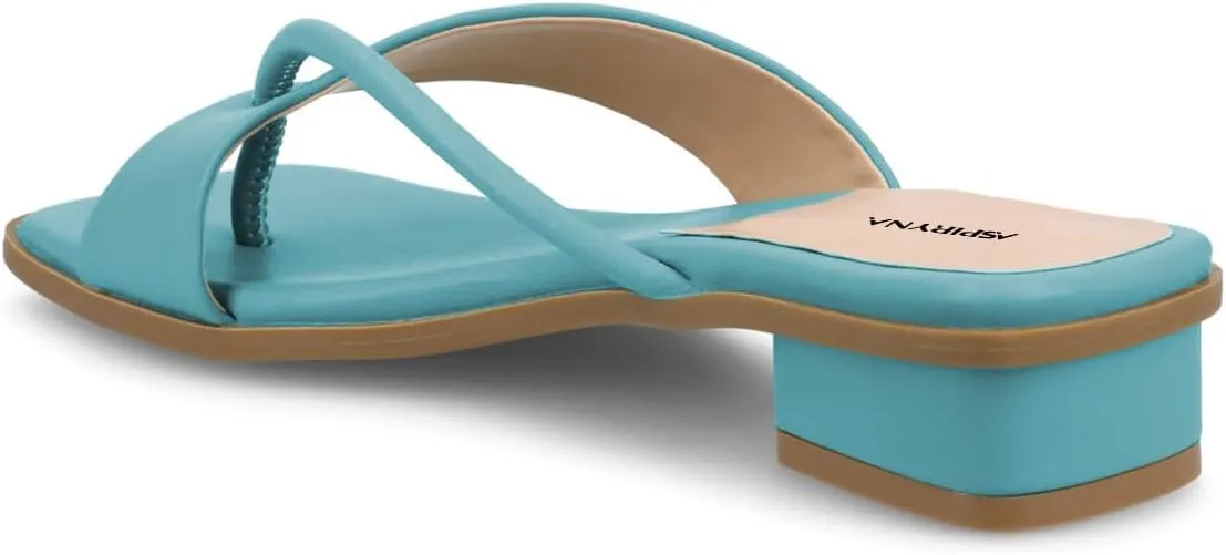 Women Fashion Open Square Toe Thong Sandals Slip on Low Block Heel Comfy Flip Flops Casual Daily Wear Indoor Outdoor Slippers Size 4-16 US