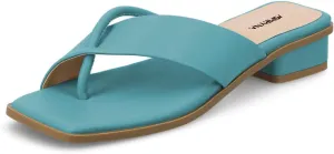 Women Fashion Open Square Toe Thong Sandals Slip on Low Block Heel Comfy Flip Flops Casual Daily Wear Indoor Outdoor Slippers Size 4-16 US