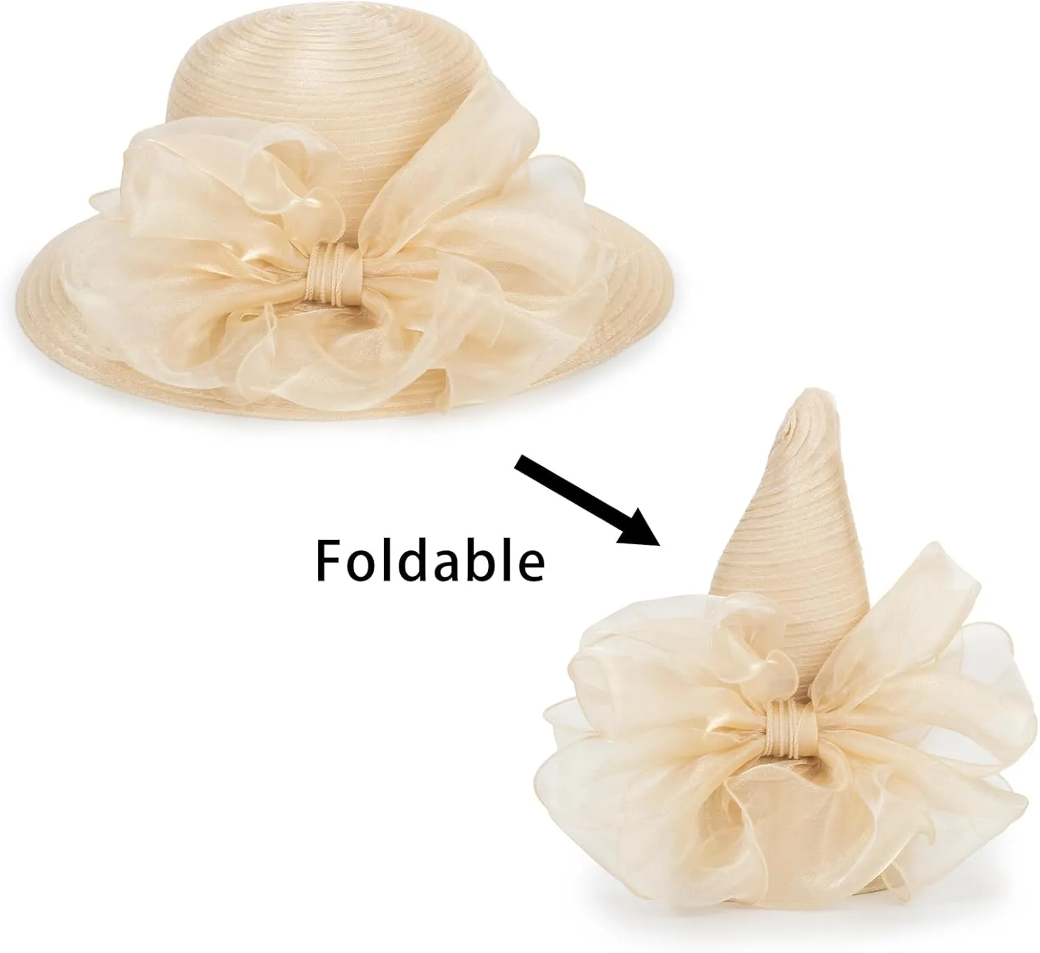 Women Organza Kentucky-Chunch-Derby Sun-Hat Bowler Fascinator-Tea-Party Hat for Spring Summer