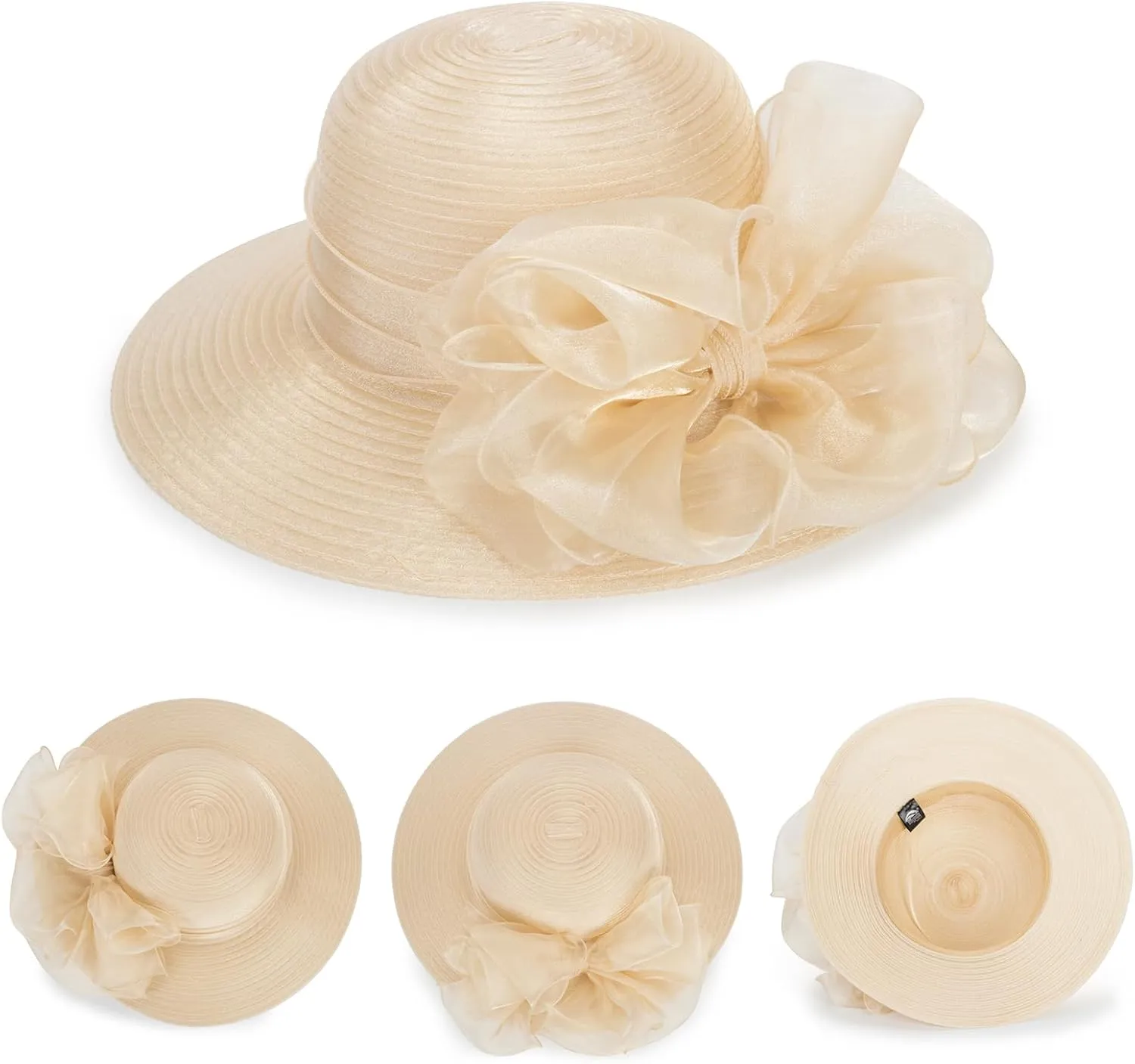 Women Organza Kentucky-Chunch-Derby Sun-Hat Bowler Fascinator-Tea-Party Hat for Spring Summer