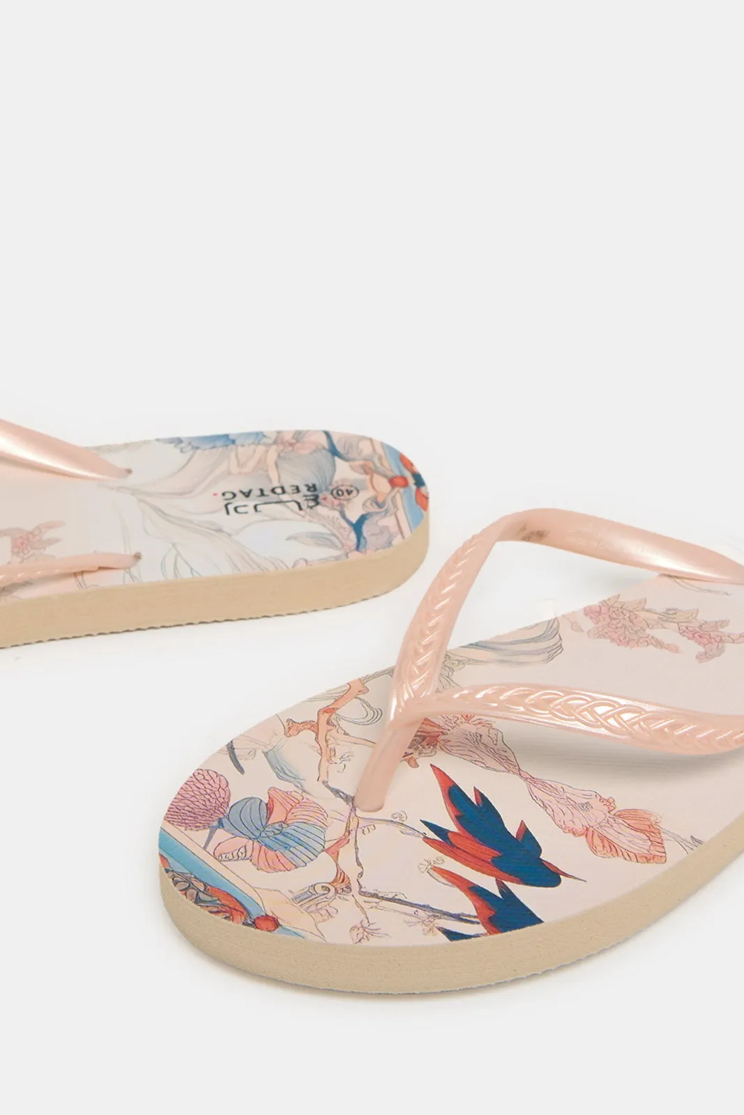 Women Pink Floral Flip Flop